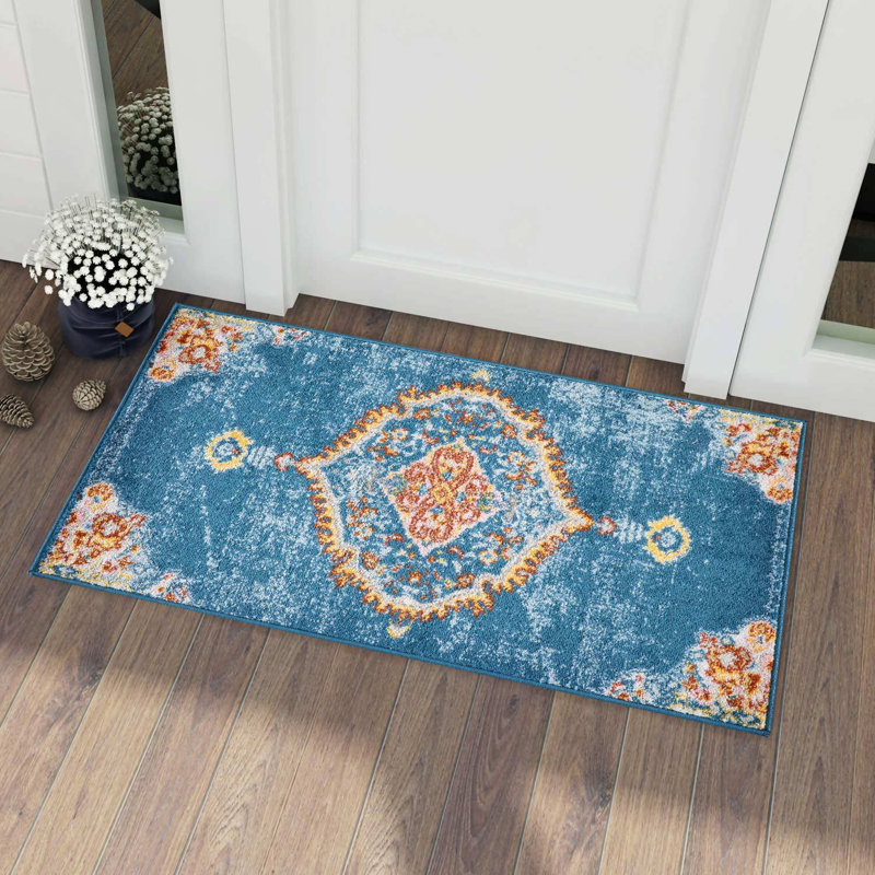 Bungalow Rose French Country Farmhouse Style Blue Area Rug Wayfair.ca
